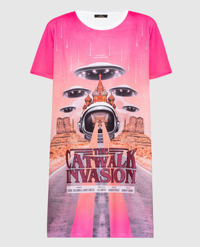 Twinset Long oversized T-shirt with print and crystals 211MT219A