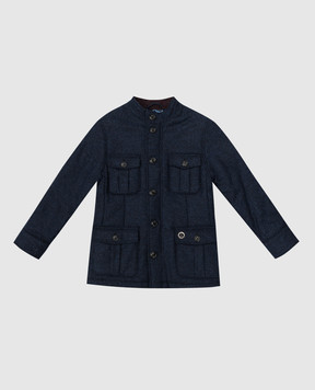 Stefano Ricci Children's navy wool, silk and cashmere jacket YAJ7400040WKC01A