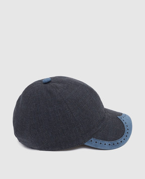 Stefano Ricci Children's dark gray wool and silk cap with a pattern YVF5348PWKL901