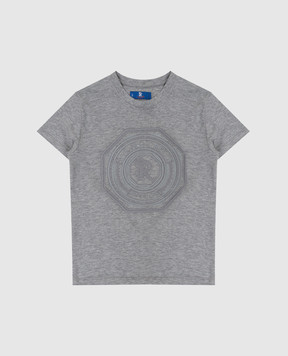 Stefano Ricci Children's light gray t-shirt with monogram embroidery YNH0100790803