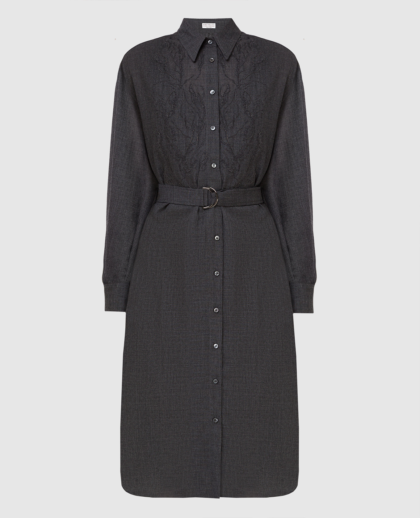 

Charcoal wool dress with embroidery Brunello Cucinelli, Grey