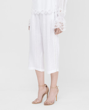 Ermanno Scervino White linen trousers with crystals D362P302GYC