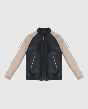 Stefano Ricci Children's dark gray leather bomber jacket YTJ8200020NPPON