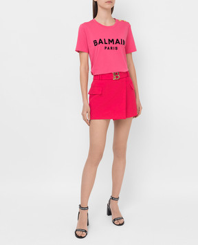 Balmain Fuchsia wool wrap mini skirt VF0LA005167L