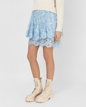 Ermanno Scervino Light blue fishnet mini skirt D392O327OJI
