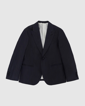 Stefano Ricci Children's dark blue patterned silk jacket Y1RF731000HC4311
