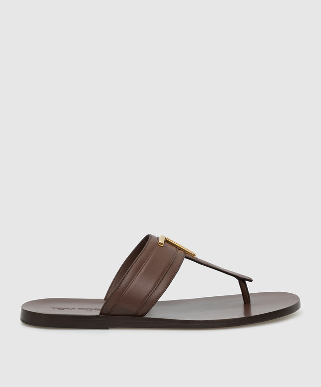 Tom Ford - Dark Brown Leather Sandals J1307TLCL076 - shop