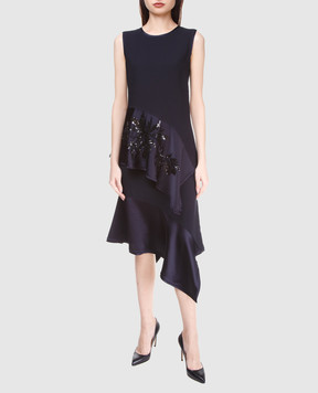 PAROSH Navy blue blouse with sequin embroidery D310336R