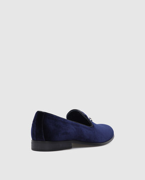 Stefano Ricci Children's dark blue velvet loafers with buckle YRU59CG864VL