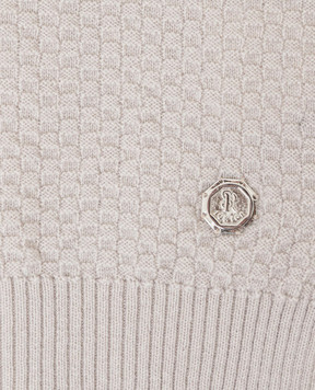 Stefano Ricci Children's light beige cashmere patterned scarf K808002SCIY16482