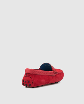 Stefano Ricci Children's red moccasins in suede and python leather YRU02G830SDPT