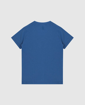 Stefano Ricci Children's blue t-shirt with monogram embroidery YNH6400010803