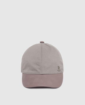 Stefano Ricci Children's dark beige cap with leather insert YVF5190VAL003