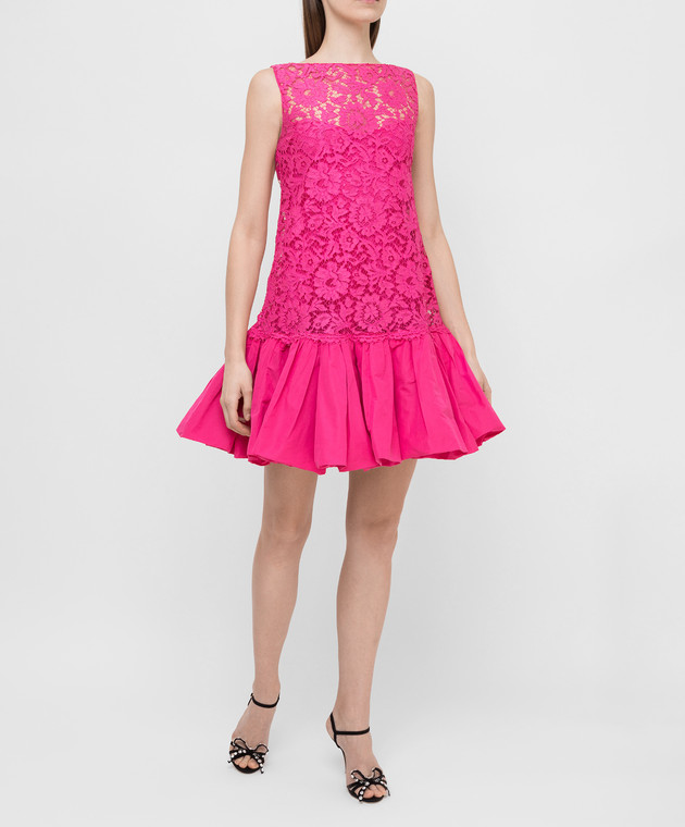 valentino pink lace dress Valentino Garavani Pre-Owned 2000s colour-block Lace Dress | Pink