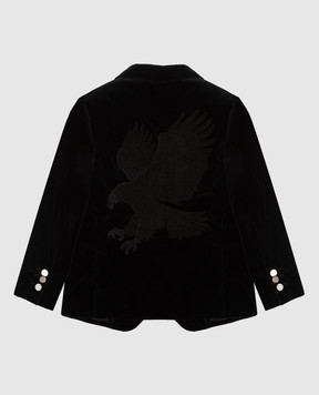 Stefano Ricci Children's black velor jacket Y1RF372RICCT800