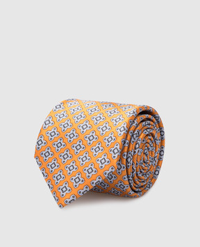 Stefano Ricci Children's orange silk set of patterned tie and shawl YDH27025