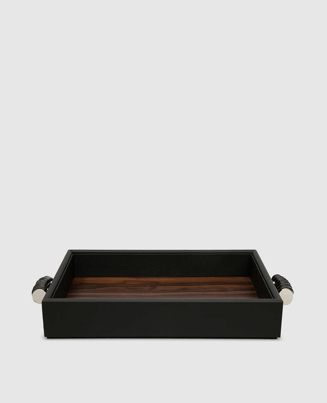 Houten dienblad bekleed met leer