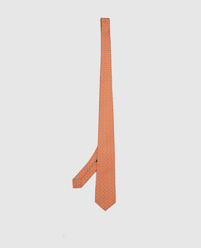 Stefano Ricci Children's orange silk set of patterned tie and shawl YDHNG300