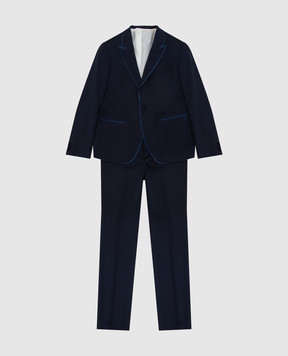 Stefano Ricci Children's dark blue wool suit Y2SF37B951W0001A