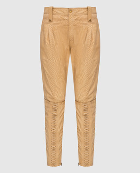 Gucci Beige pants made of python leather 264366