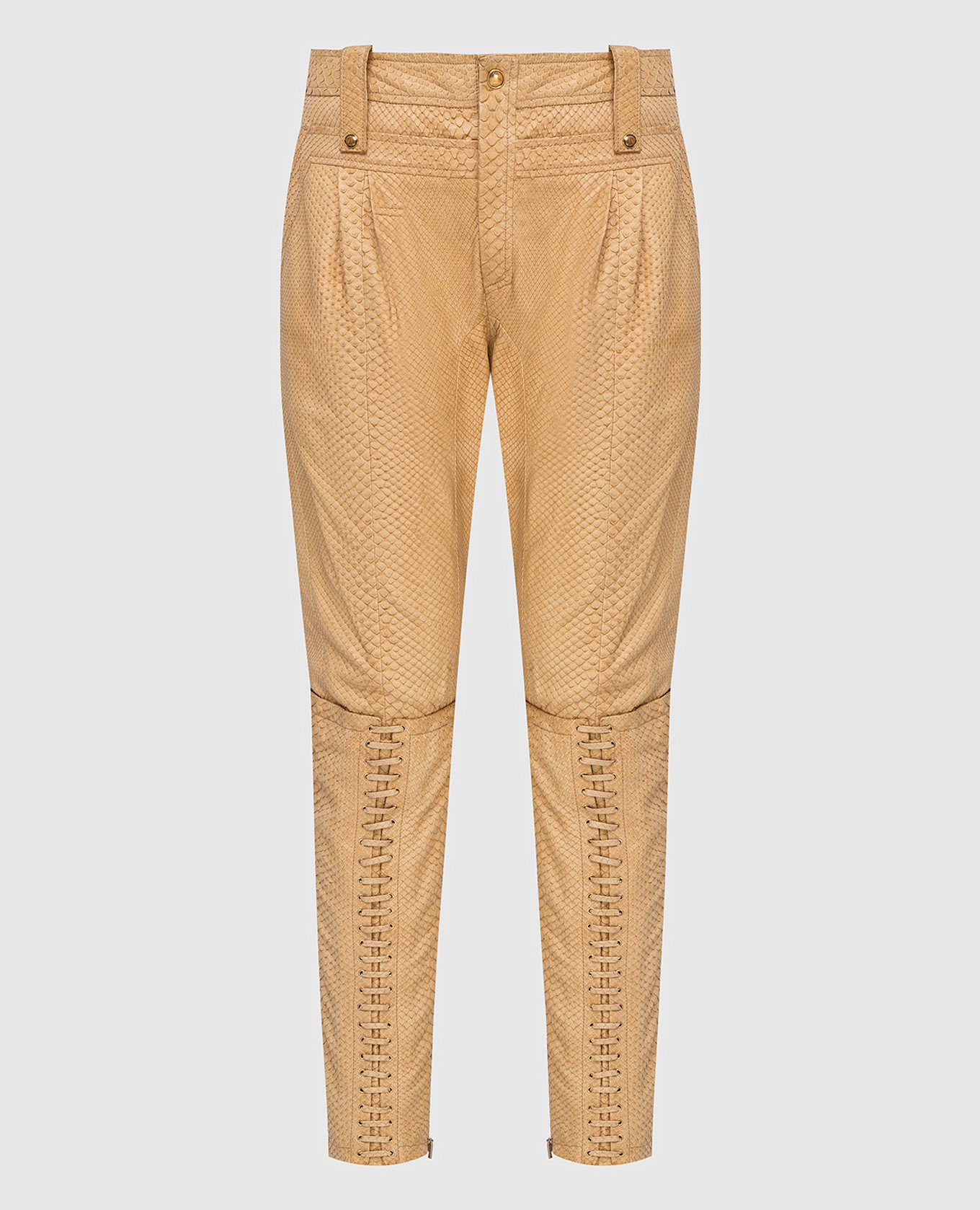 Beige pants made of python leather