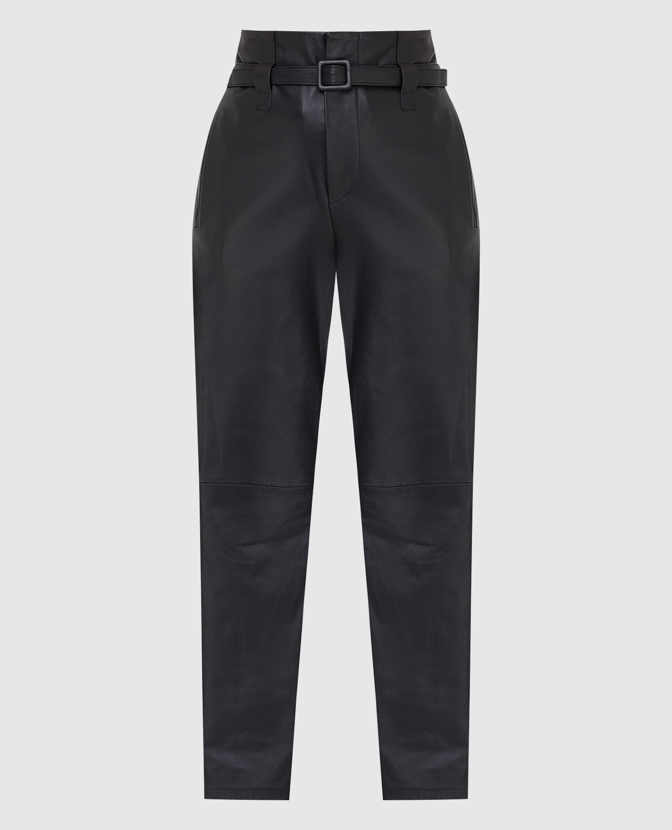

High Rise Black Leather Pants Simonetta Ravizza, Черный