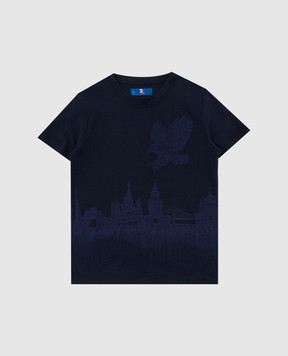 Stefano Ricci Children's dark blue t-shirt with embroidery YNH84001MS803
