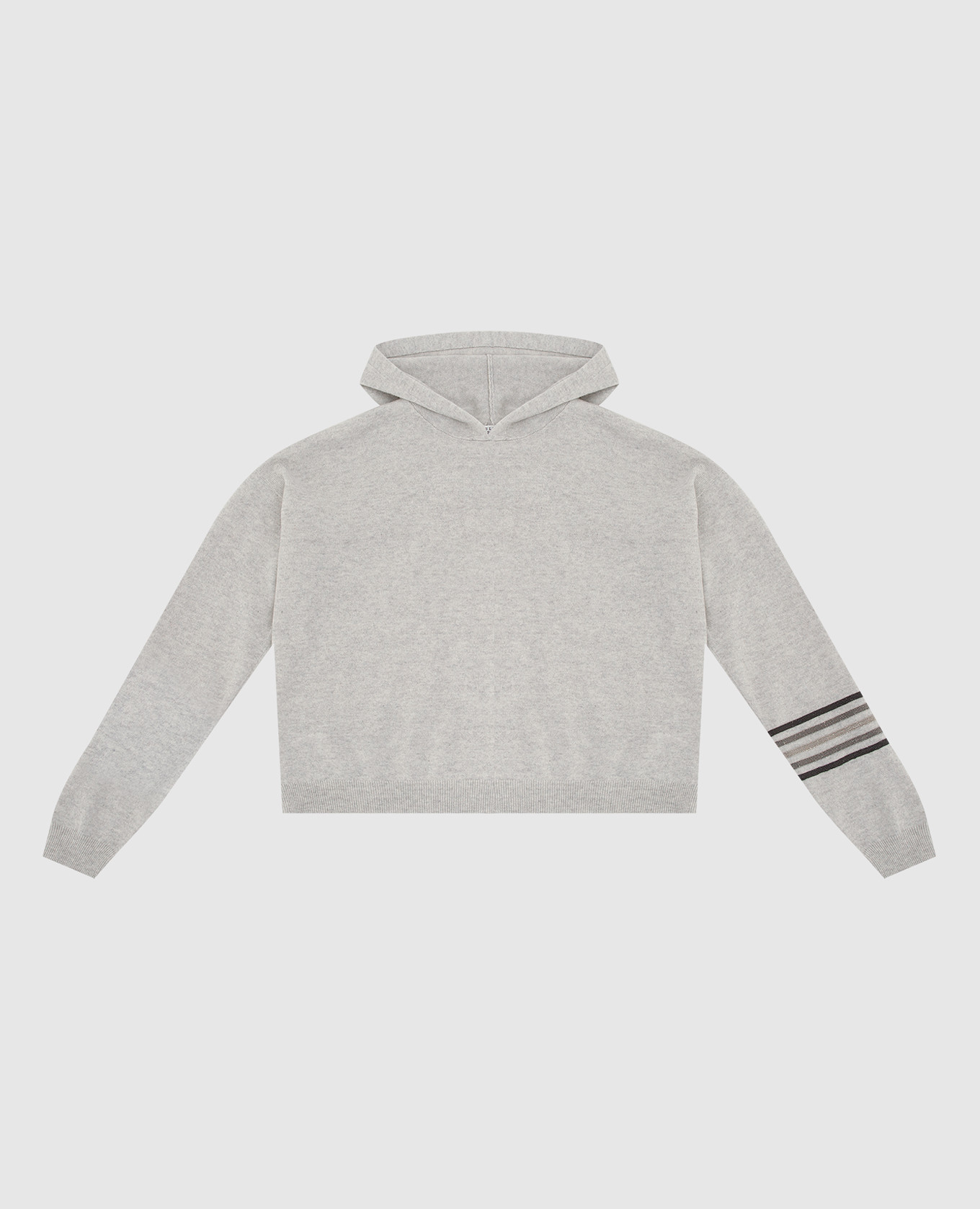 

Children's light gray cashmere hoodie with chains Brunello Cucinelli, Серый