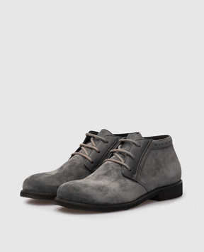 Stefano Ricci Children's gray suede deserts with leather inserts YRU514G817SDVH