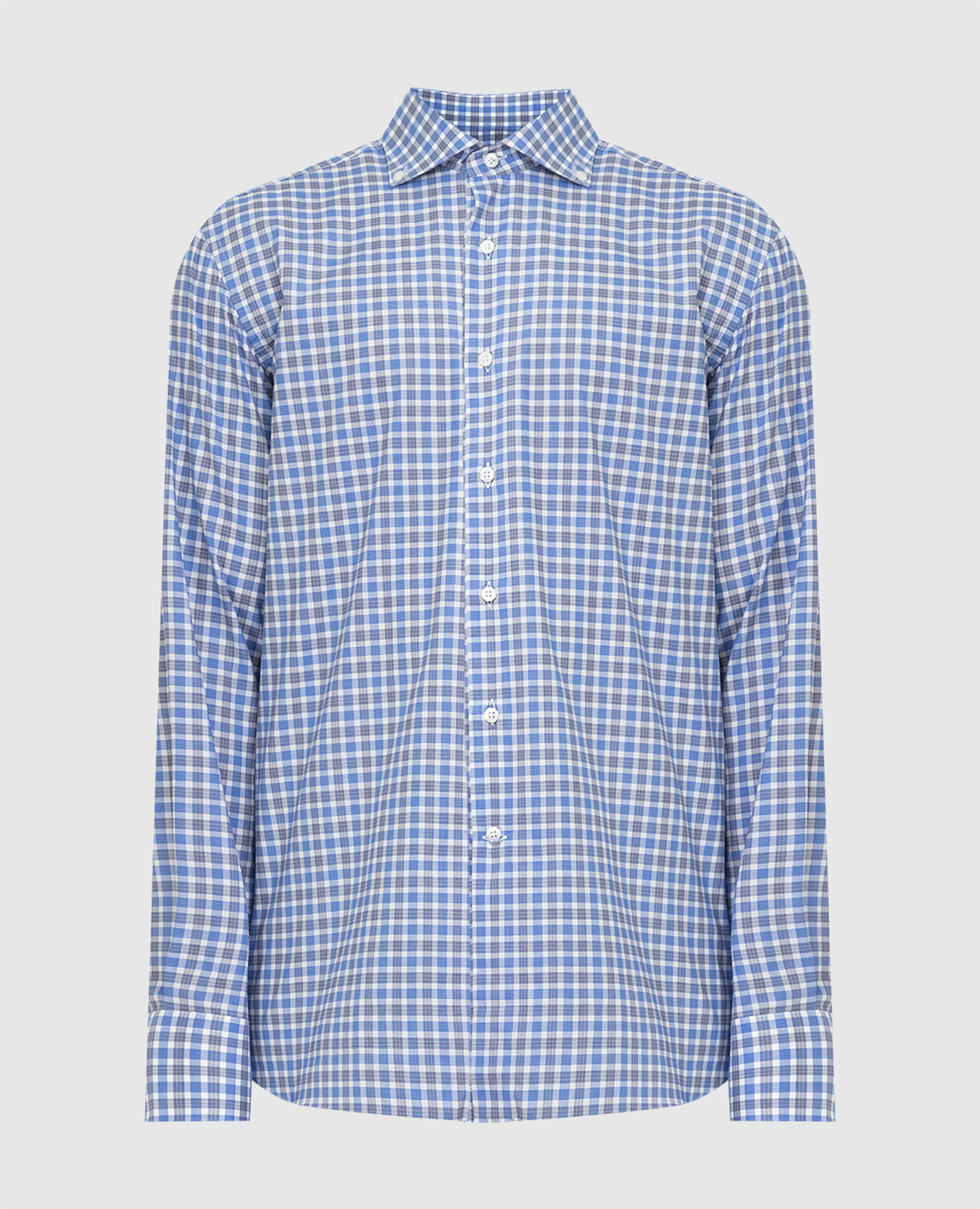 

Light blue checked shirt Stefano Ricci, Синий