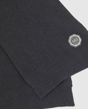 Stefano Ricci Children's dark gray cashmere scarf KYS8300SCISY6480