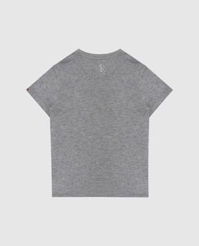 Stefano Ricci Children's light gray t-shirt with monogram embroidery YNH0100790803