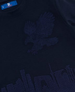 Stefano Ricci Children's dark blue t-shirt with embroidery YNH84001PC803