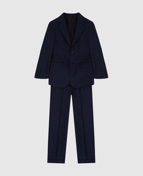 Stefano Ricci Children's dark blue wool suit Y1SF371900HB0041