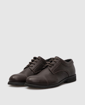 Stefano Ricci Kids Dark Brown Leather Derbies YRU03G833SKSK