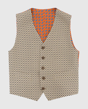 Stefano Ricci Children's light beige vest in a pattern Y1E0100000HC3168