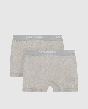 Dolce&Gabbana Set of children's gray panties with logo pattern L4J701G7OCT