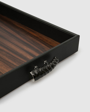 Lorenzi MIlano Wooden tray covered with leather 402111