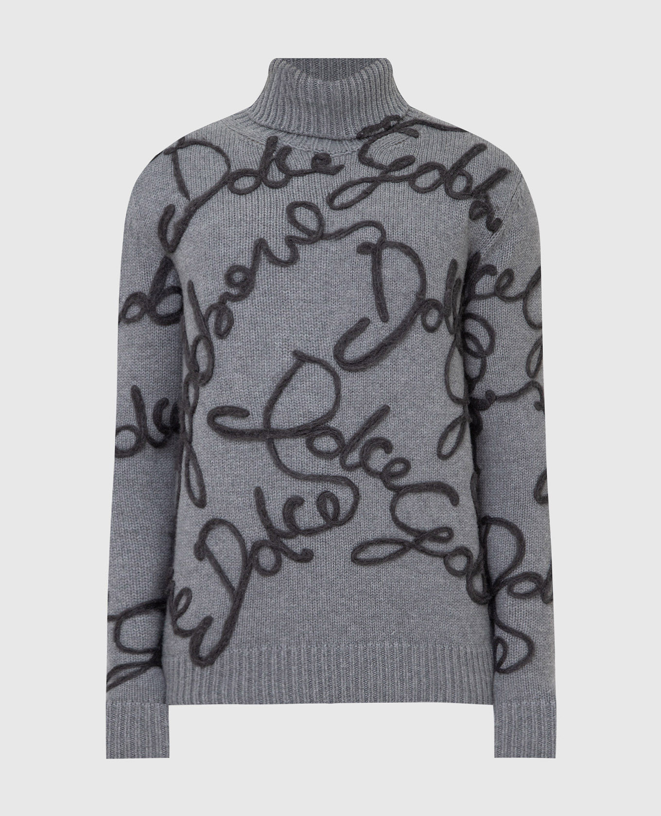 Gray sweater in wool, silk and cashmere with logo embroidery dolce&gabbana