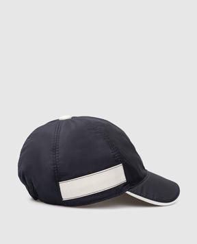 Stefano Ricci Children's navy blue silk cap with logo YVF5347SETEC1