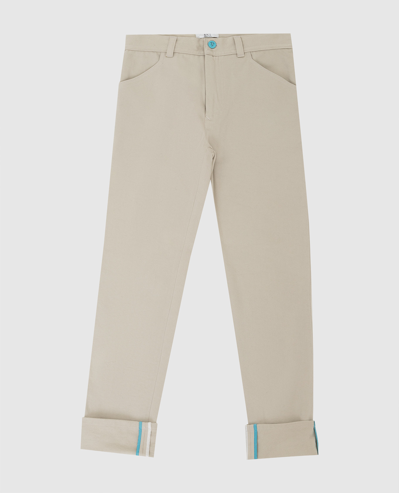 Children's light beige trousers with embroidery stefano ricci