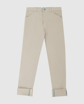 Stefano Ricci Children's light beige trousers with embroidery YAT6S00020NORWIC