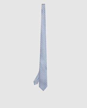 Stefano Ricci Children's blue silk set of patterned tie and shawl YDH27025