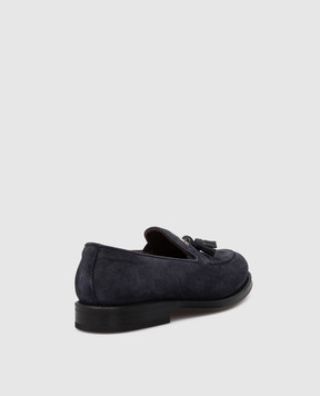 Stefano Ricci Children's dark blue suede slippers YRU10C8028SDVTS
