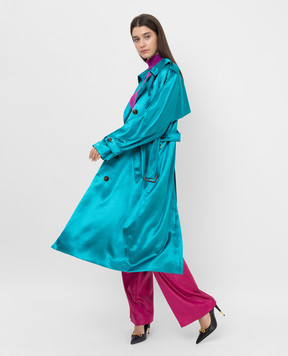 ALEXANDRE VAUTHIER Turquoise Double Breasted Trench Coat 214COA14001555