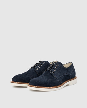 Stefano Ricci Children's dark blue suede brogues YRU04G835SD