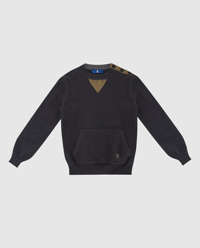 Stefano Ricci Children's cashmere sweater with leather inserts K808003GSYY16483