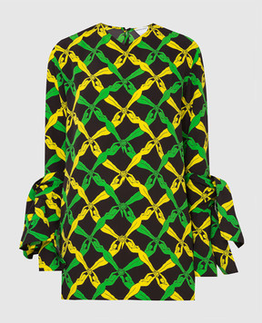 Bottega Veneta Patterned blouse with tie sleeves 651003V0G60