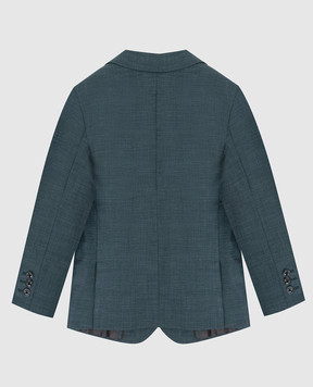 Stefano Ricci Children's dark green wool and silk jacket Y1RF3712T0HC3991