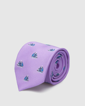 Stefano Ricci Children's lilac silk patterned tie and pache scarf set YDHNG600